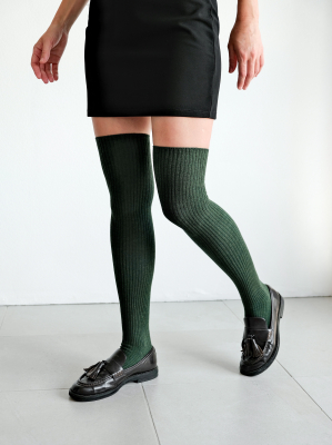 Высокие гольфы в рубчик зеленый на сайте