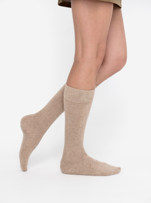 Гольфы из гладкого хлопка бежевый на сайте