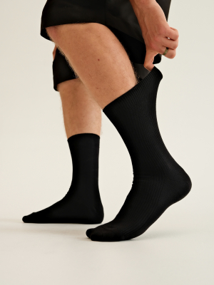 Мужские носки в рубчик черный