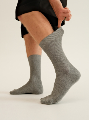 Мужские носки в рубчик серый меланж