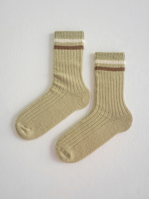 Теплые носки с полоской зеленый