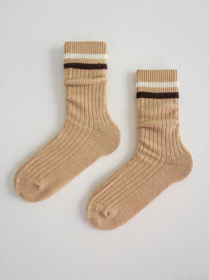 Теплые носки с полоской бежевый