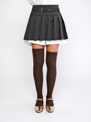 Высокие гольфы в рубчик коричневый на сайте