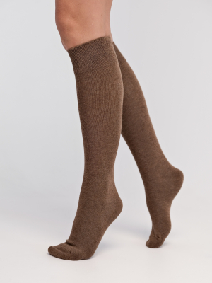 Гольфы из гладкого хлопка кофейный