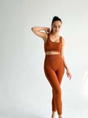 Лосины в рубчик / корица