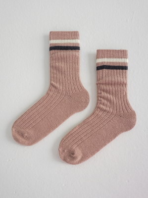 Теплые носки с полоской розовый