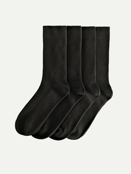 Набор 4 пары мужские носки в рубчик черный