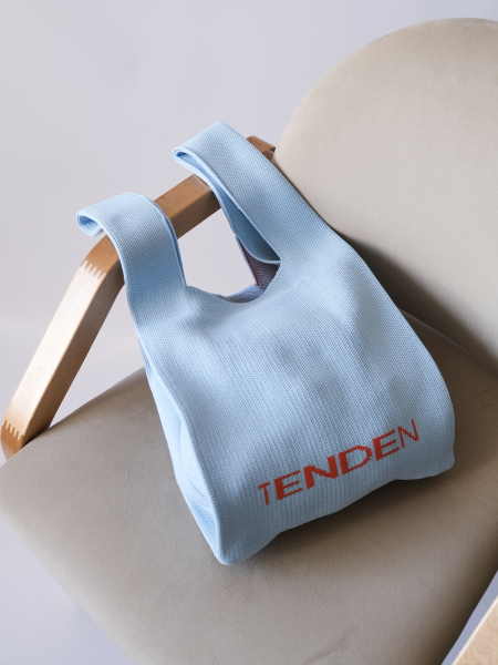 Сумка шоппер из вязанной микрофибры голубой