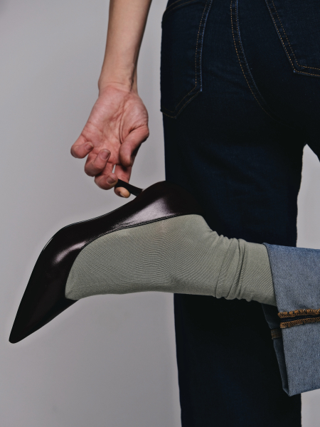 Высокие носки из гладкого хлопка зеленый