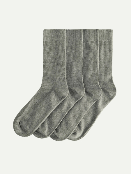 Набор 4 пары мужские носки в рубчик серый меланж
