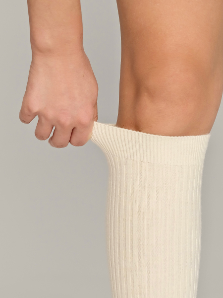Тёплые гольфы с кашемиром молочный подробно