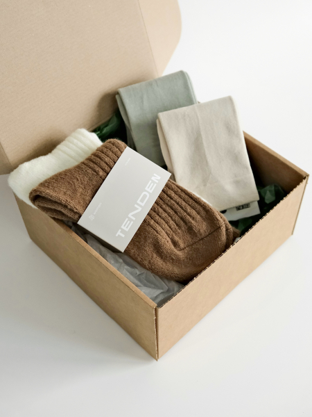 Подарочный набор  4 пары коричневый