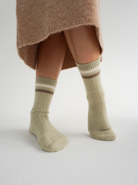 Теплые носки с полоской зеленый