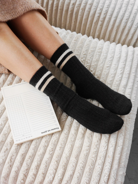 Теплые носки с полоской черный