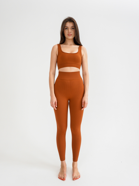 Лосины в рубчик / корица