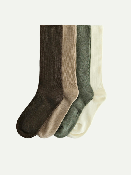 Набор 4 пары женские носки в рубчик хаки
