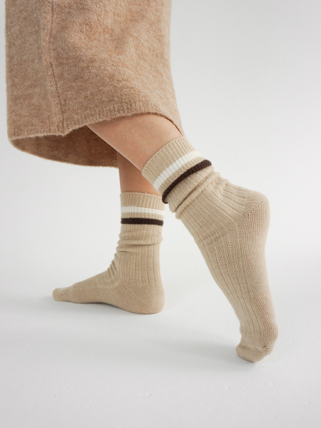 Теплые носки с полоской бежевый