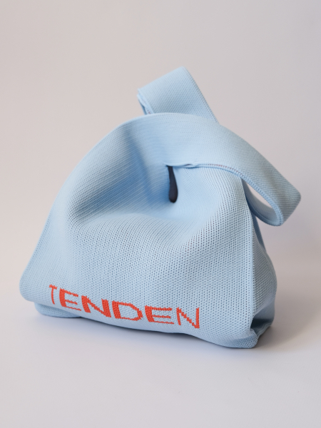 Сумка шоппер из вязанной микрофибры голубая