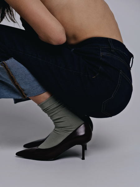 Посмотреть Высокие носки из гладкого хлопка зеленый