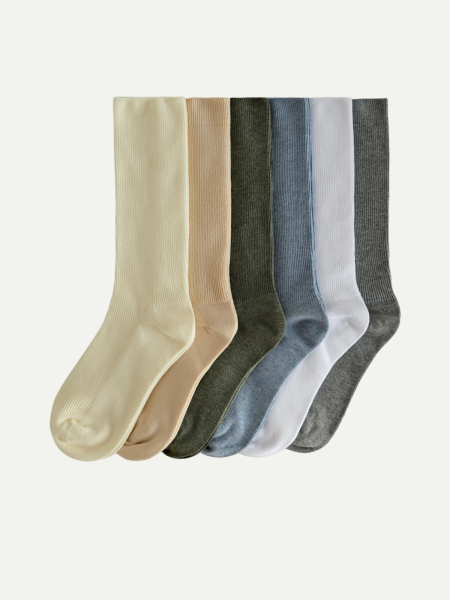 Набор 6 пар женские носки в рубчик база