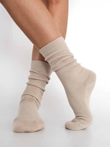 Набор 4 пары женские носки в рубчик бежевый