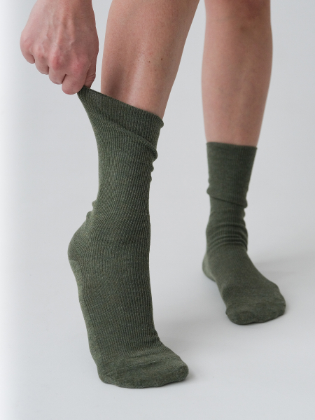 Набор 4 пары женские носки в рубчик хаки