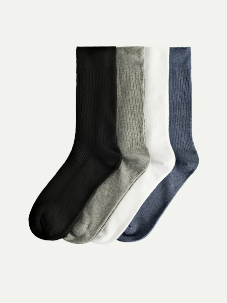 Набор 4 пары мужские носки в рубчик цветной микс