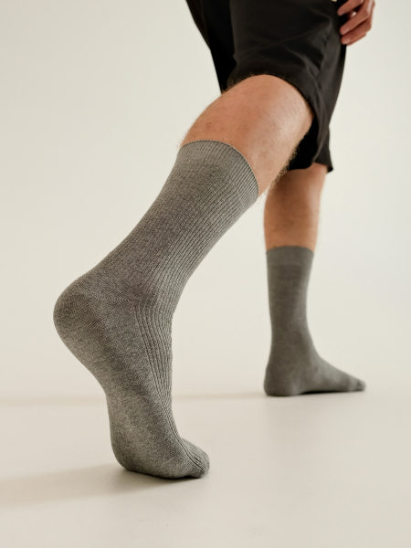 Набор 4 пары мужские носки в рубчик серый меланж