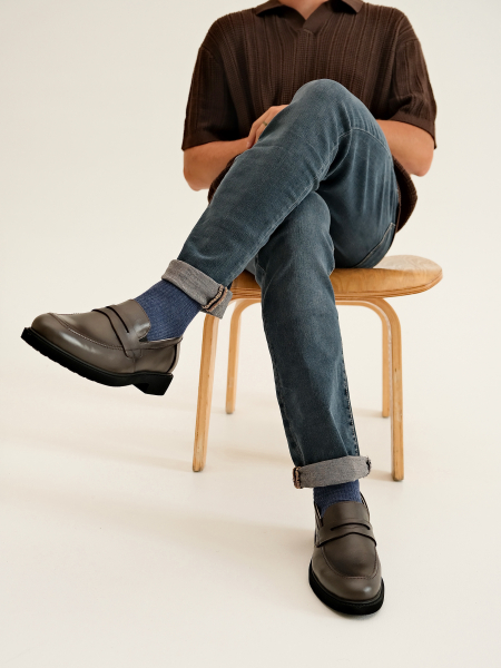 Набор 4 пары мужские носки в рубчик джинс