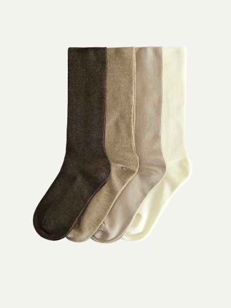 Набор 4 пары женские носки в рубчик бежевый