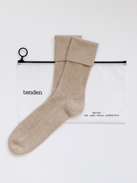 Носки из кашемира длинные бежевый