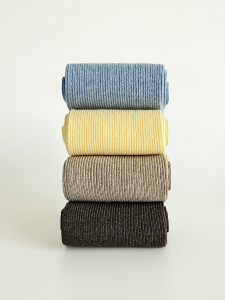 Набор 4 пары женские носки в рубчик желтый