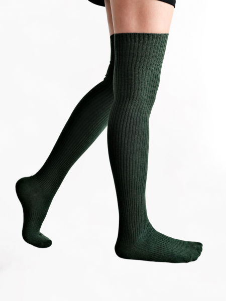 Высокие гольфы в рубчик зеленый