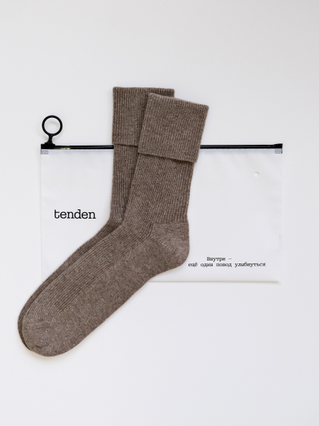 Носки из кашемира длинные кофейный